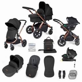 Ickle Bubba Stomp Luxe All-in-One Stratus i-Size Travel System with Isofix Base - Bronze & Midnight & Black