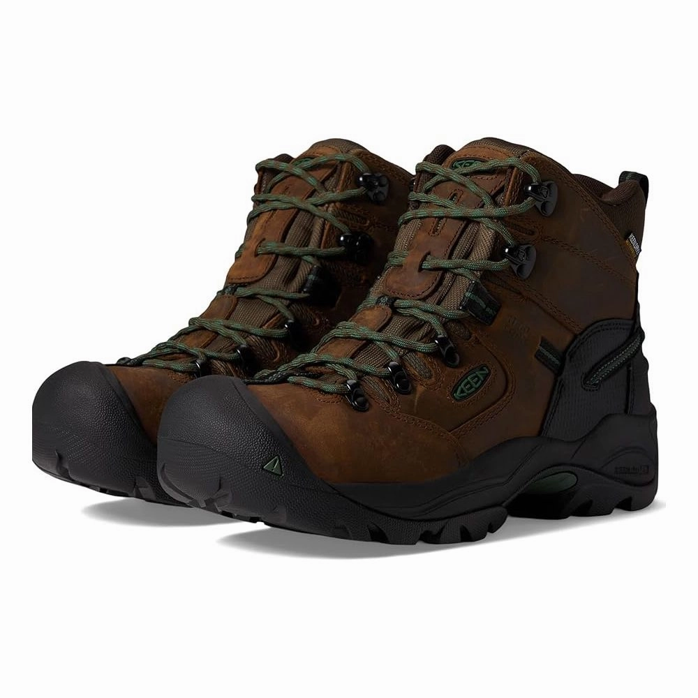 Keen Utility 1026892 Pittsburgh Energy Waterproof Carbon Toe Work Boots for Men - Cascade Brown/Green - 9.5W