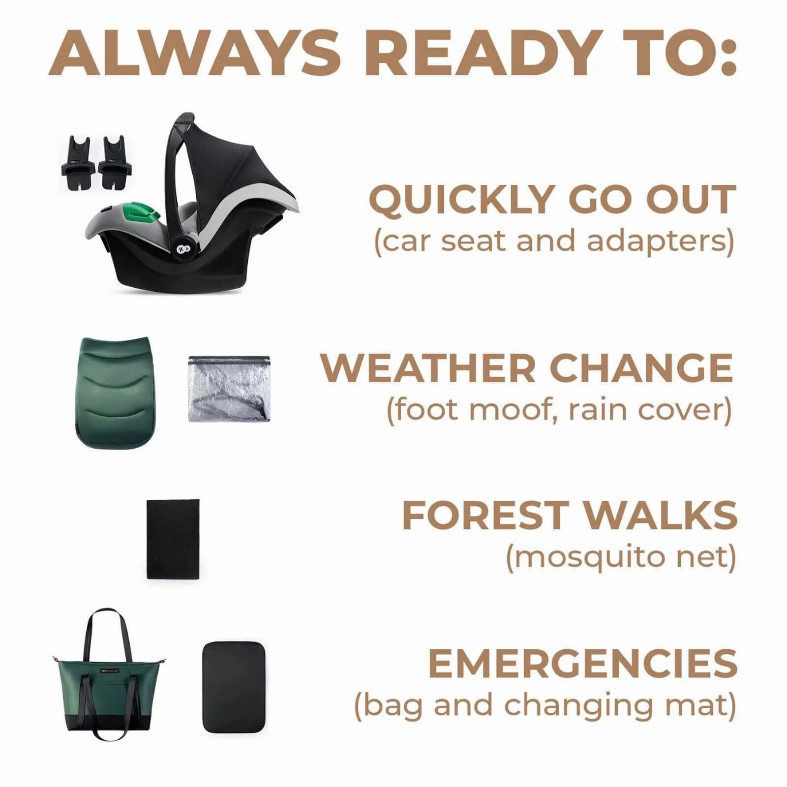 Kinderkraft 3in1 Mink Pro Prime 2 Travel System with Car Seat - Dark Green