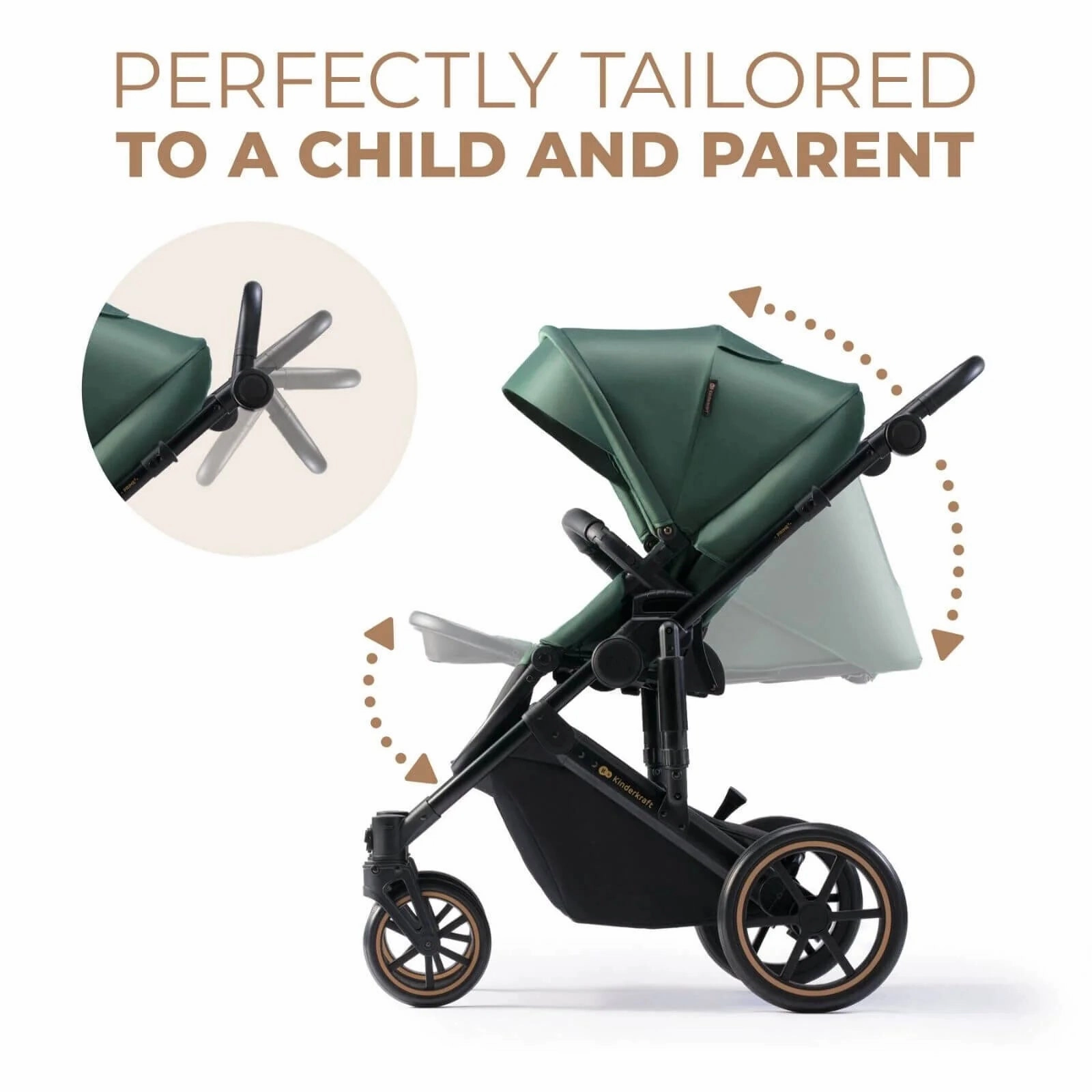 Kinderkraft 3in1 Mink Pro Prime 2 Travel System with Car Seat - Dark Green