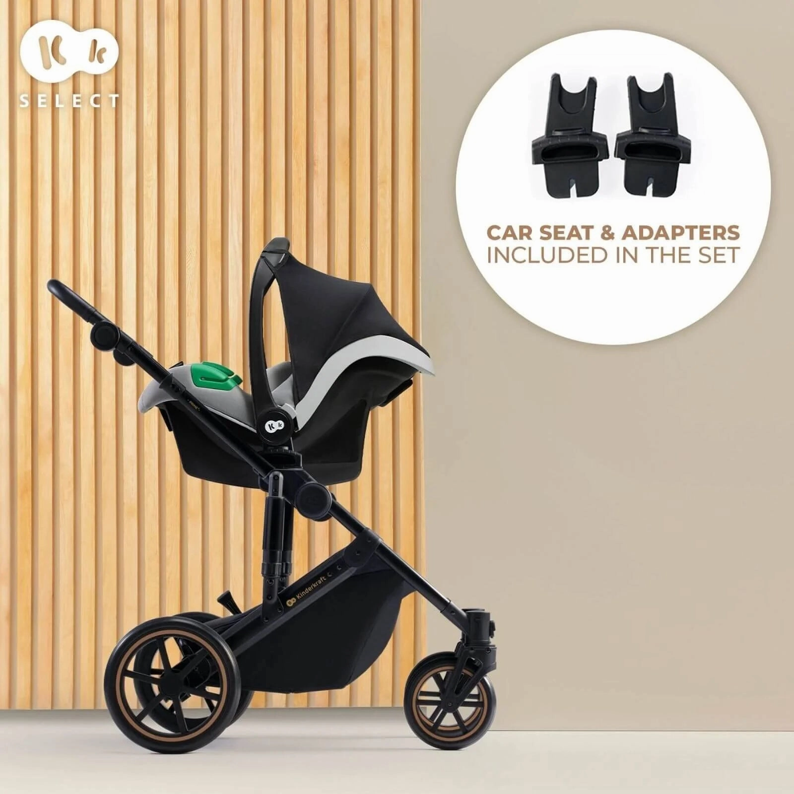Kinderkraft 3in1 Mink Pro Prime 2 Travel System with Car Seat - Dark Green