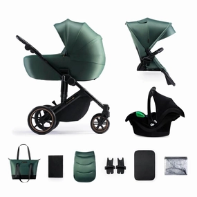 Kinderkraft 3in1 Mink Pro Prime 2 Travel System with Car Seat - Dark Green