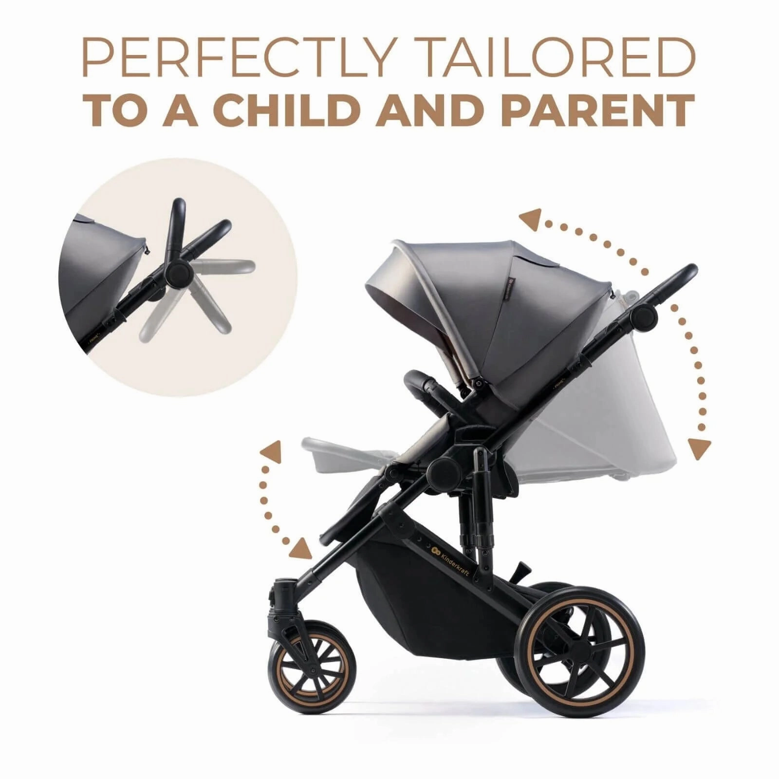 Kinderkraft 3in1 Mink Pro Prime 2 Travel System with Car Seat - Shadow Grey