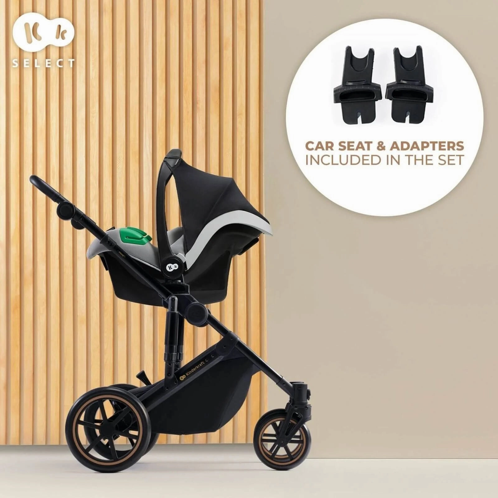 Kinderkraft 3in1 Mink Pro Prime 2 Travel System with Car Seat - Shadow Grey