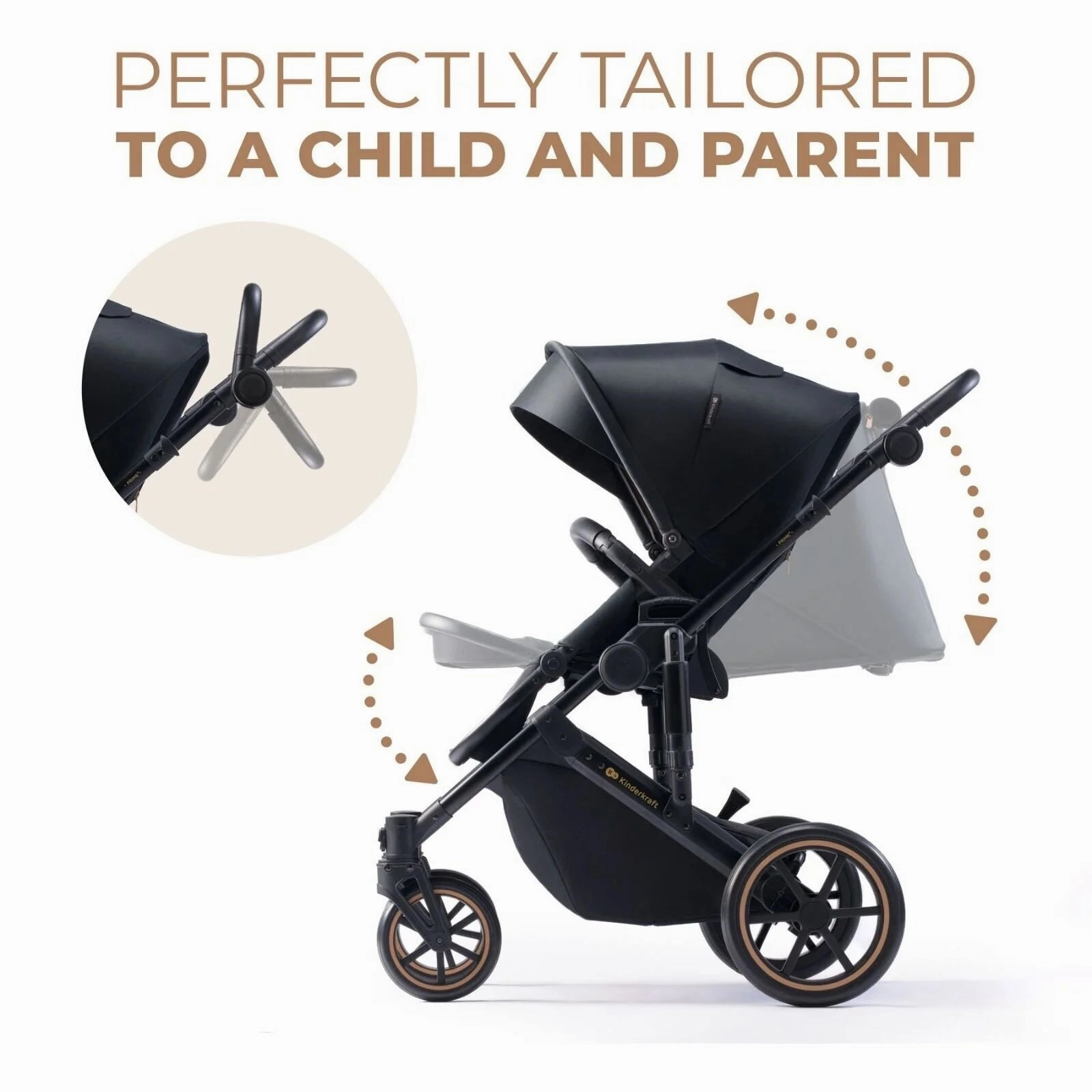 Kinderkraft 3in1 Mink Pro Prime 2 Travel System with Car Seat - Venezian Black