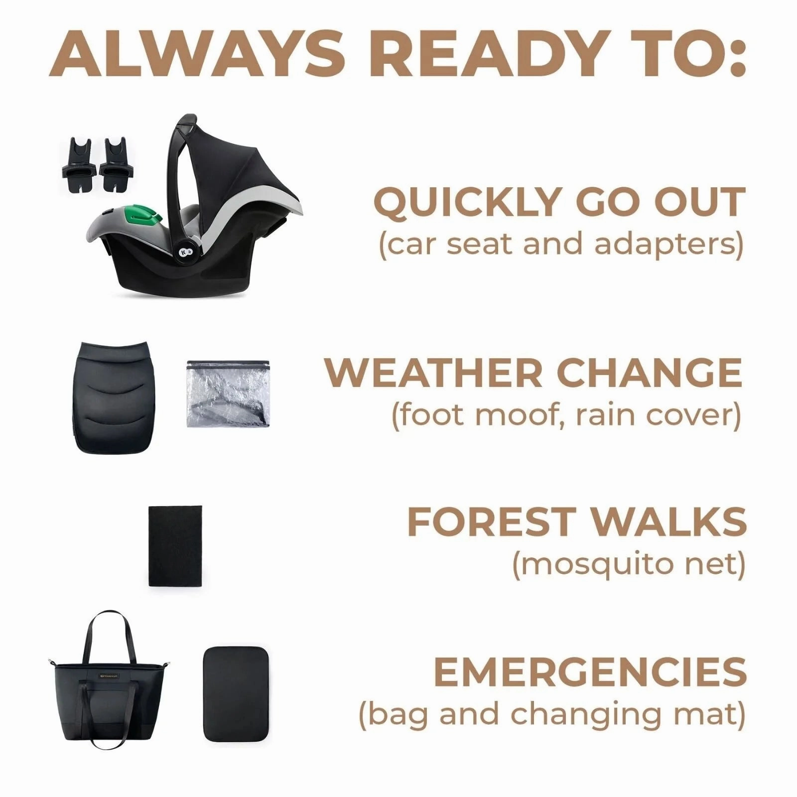 Kinderkraft 3in1 Mink Pro Prime 2 Travel System with Car Seat - Venezian Black
