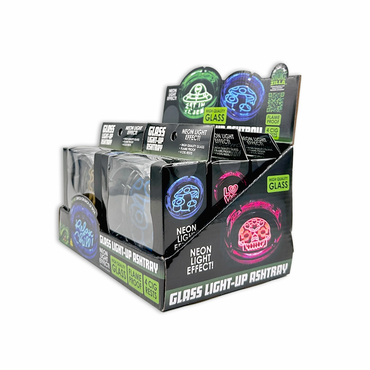 Light-Up Glass Ashtray - 6 Pieces Per Retail Ready Display 25271