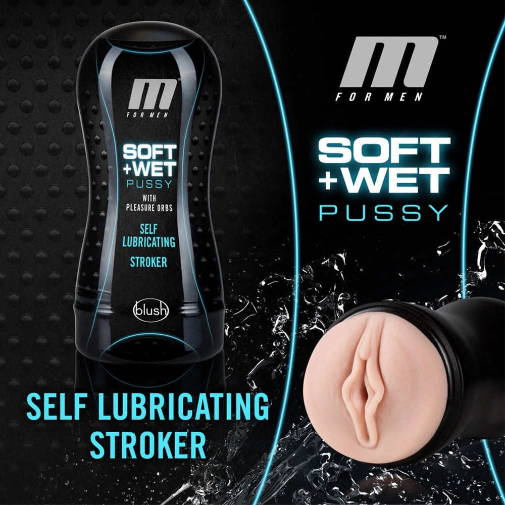 M For Men Self-Lubricating Pussy Stroker With Pleasure Orbs