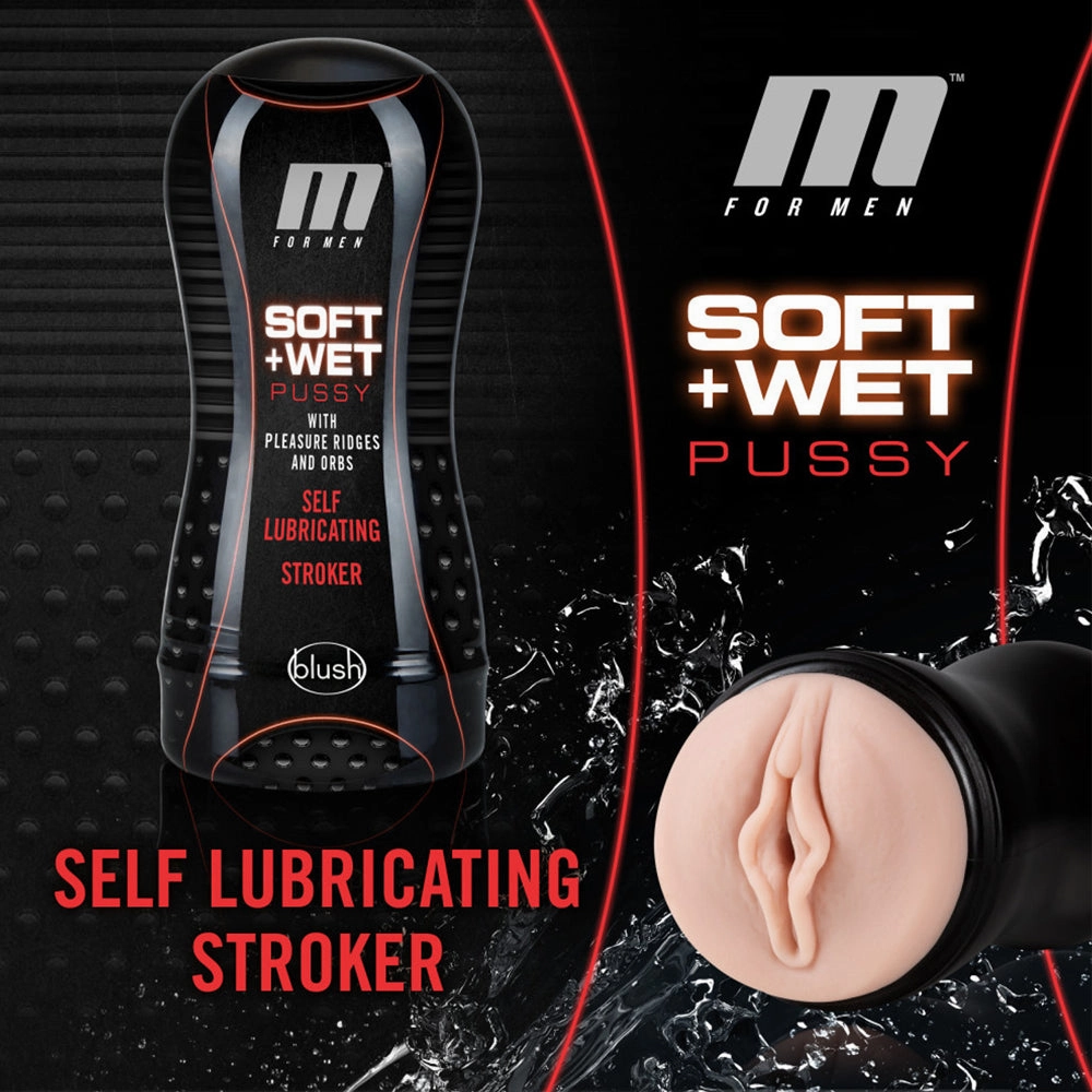 M For Men Self-Lubricating Pussy Stroker With Pleasure Ridges & Orbs