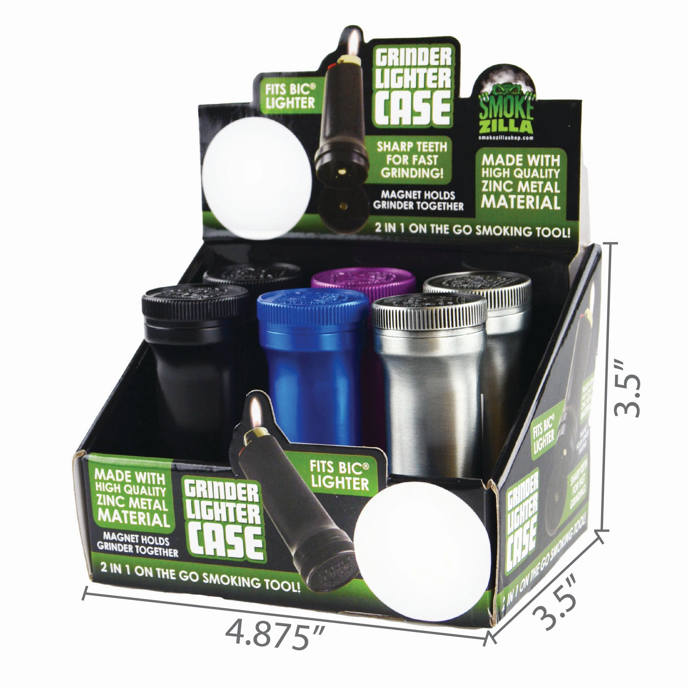 Metal Grinder Lighter Case - 6 Pieces Per Retail Ready Display 21943