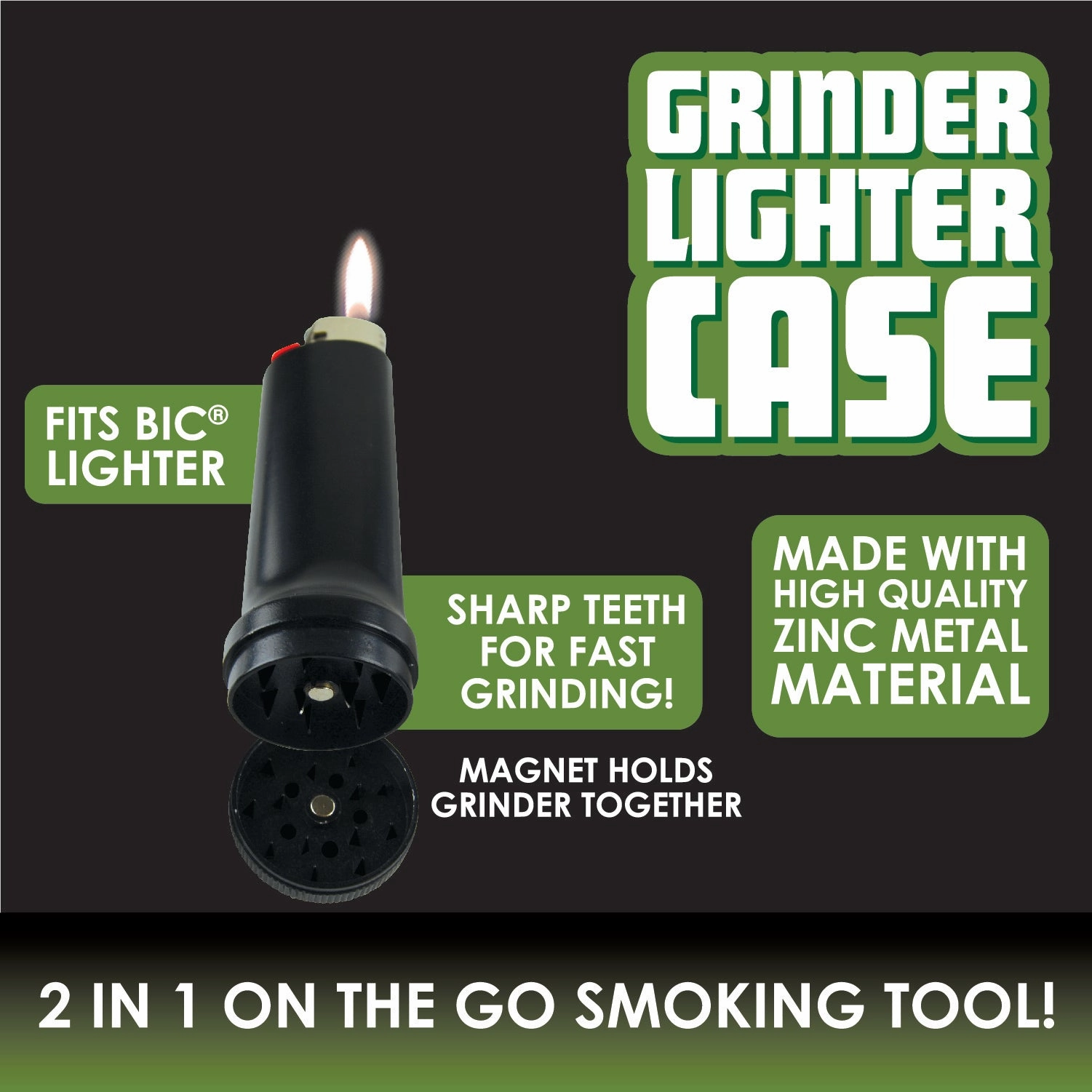 Metal Grinder Lighter Case - 6 Pieces Per Retail Ready Display 21943