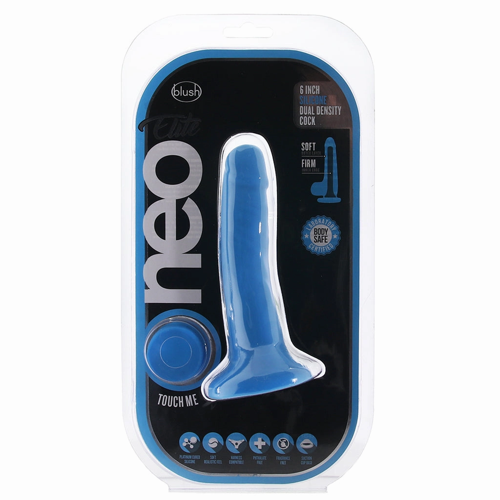 Neo Elite 6 Inch Silicone Dual Density Cock in Blue