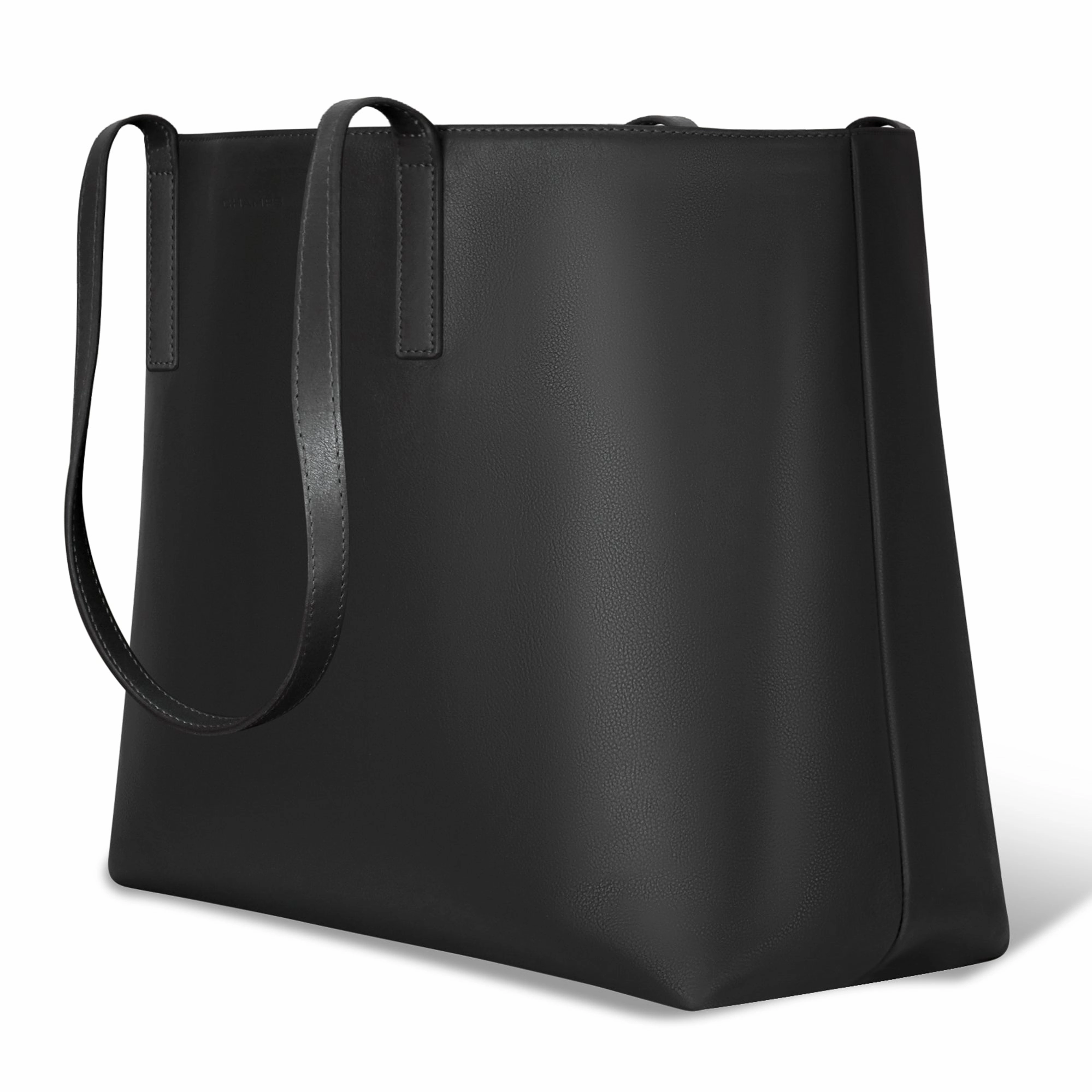 Onyx / Leather Open Tote *Drop Ship*