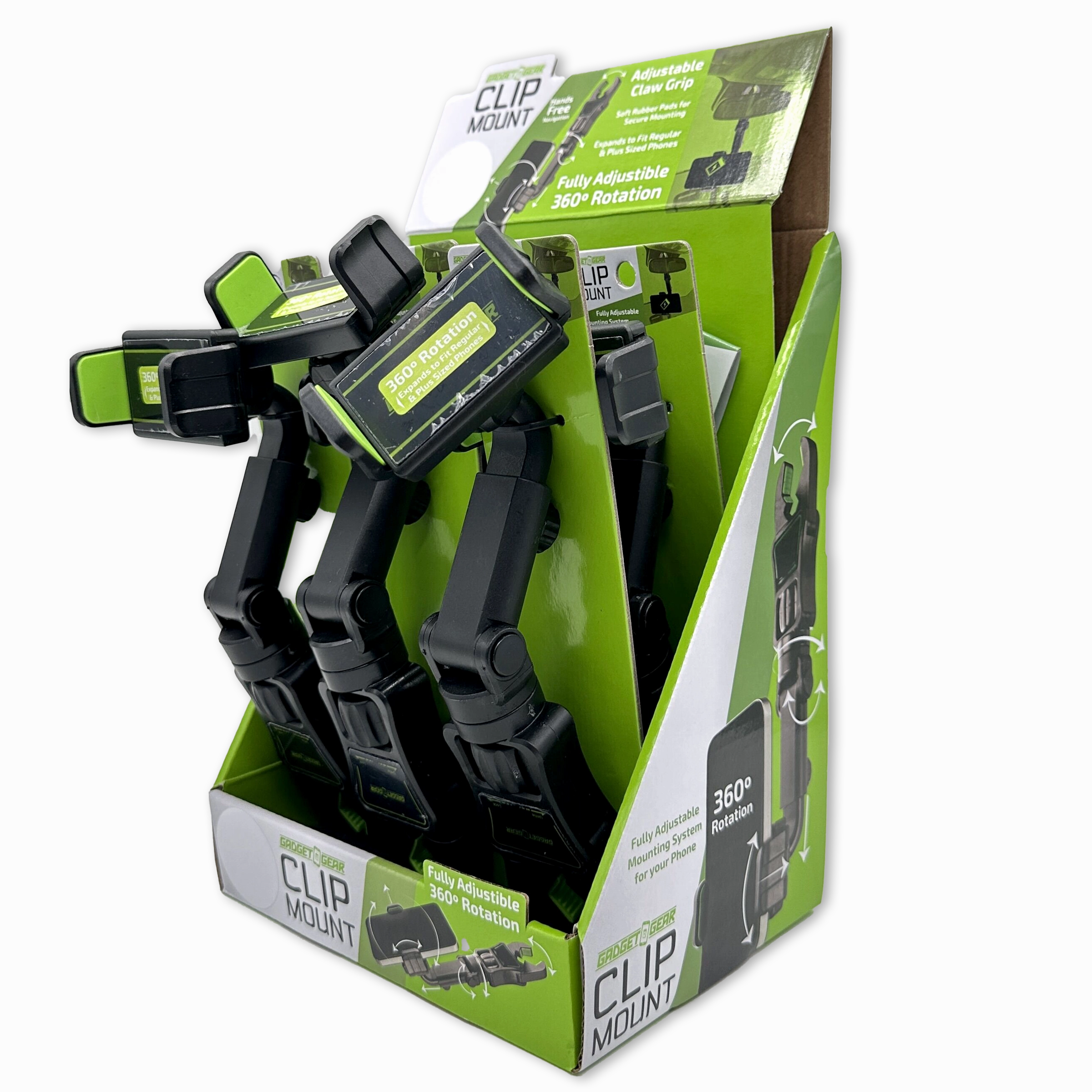 Phone Stand with Claw Clip Mount - 6 Pieces Per Retail Ready Display 23717