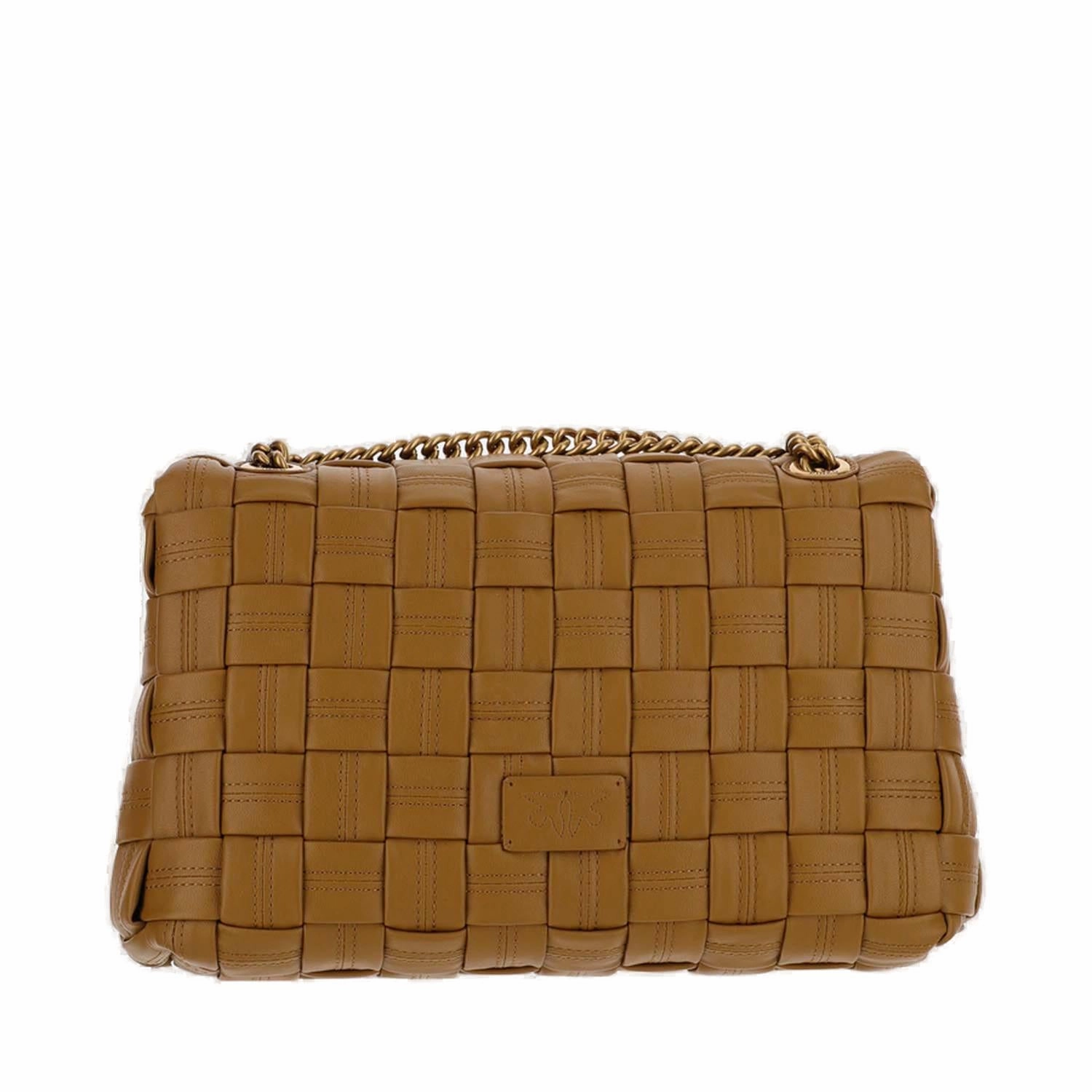 Pinko Classic Love Logo Plaque Foldover Shoulder Bag