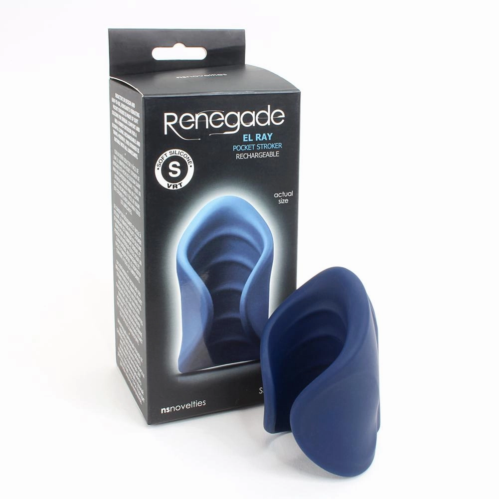Rechargeable Textured Pocket Stroker - Blue