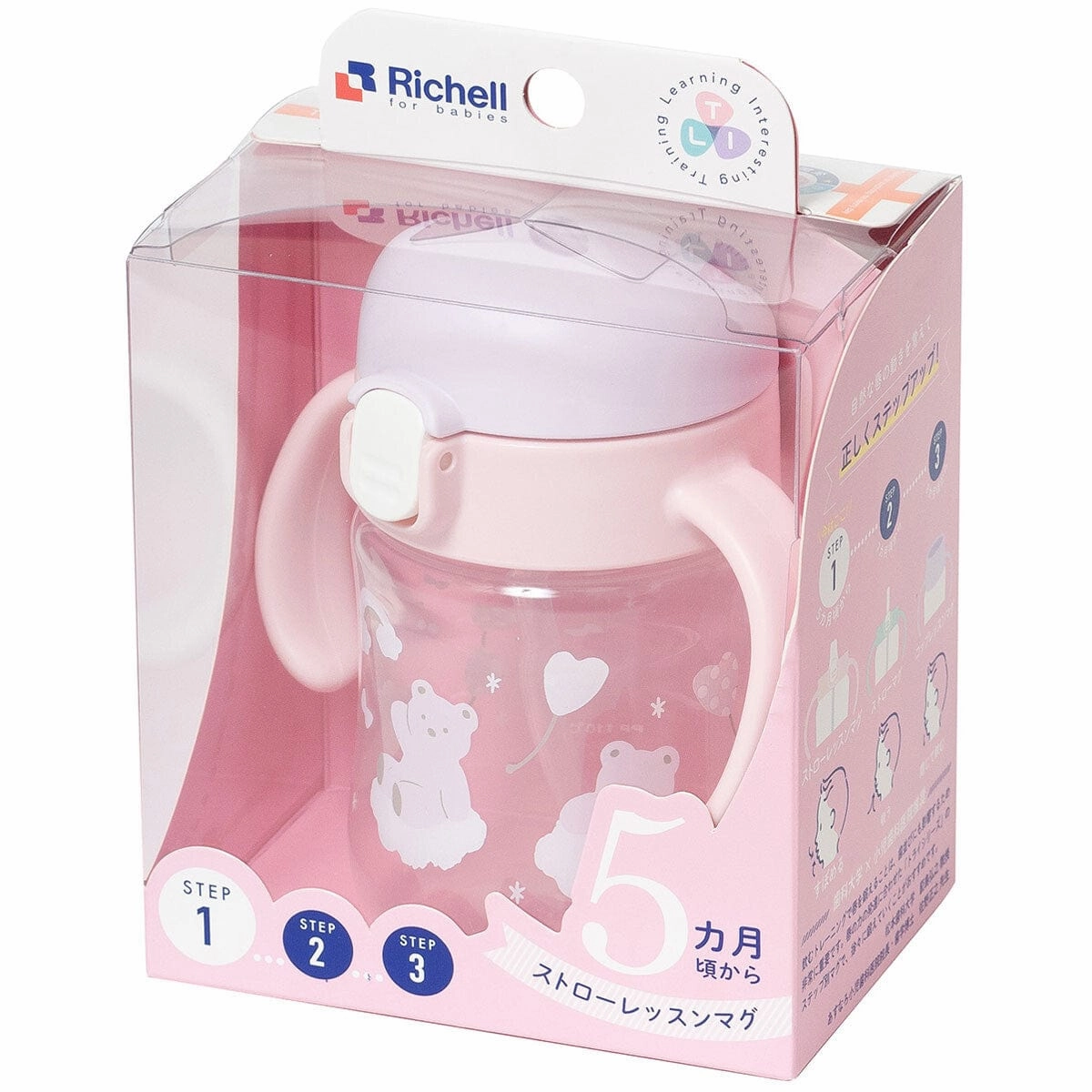 Richell - T.L.I Baby Stage 1 Try Sippy Spout Clear Training Water Bottle Mug