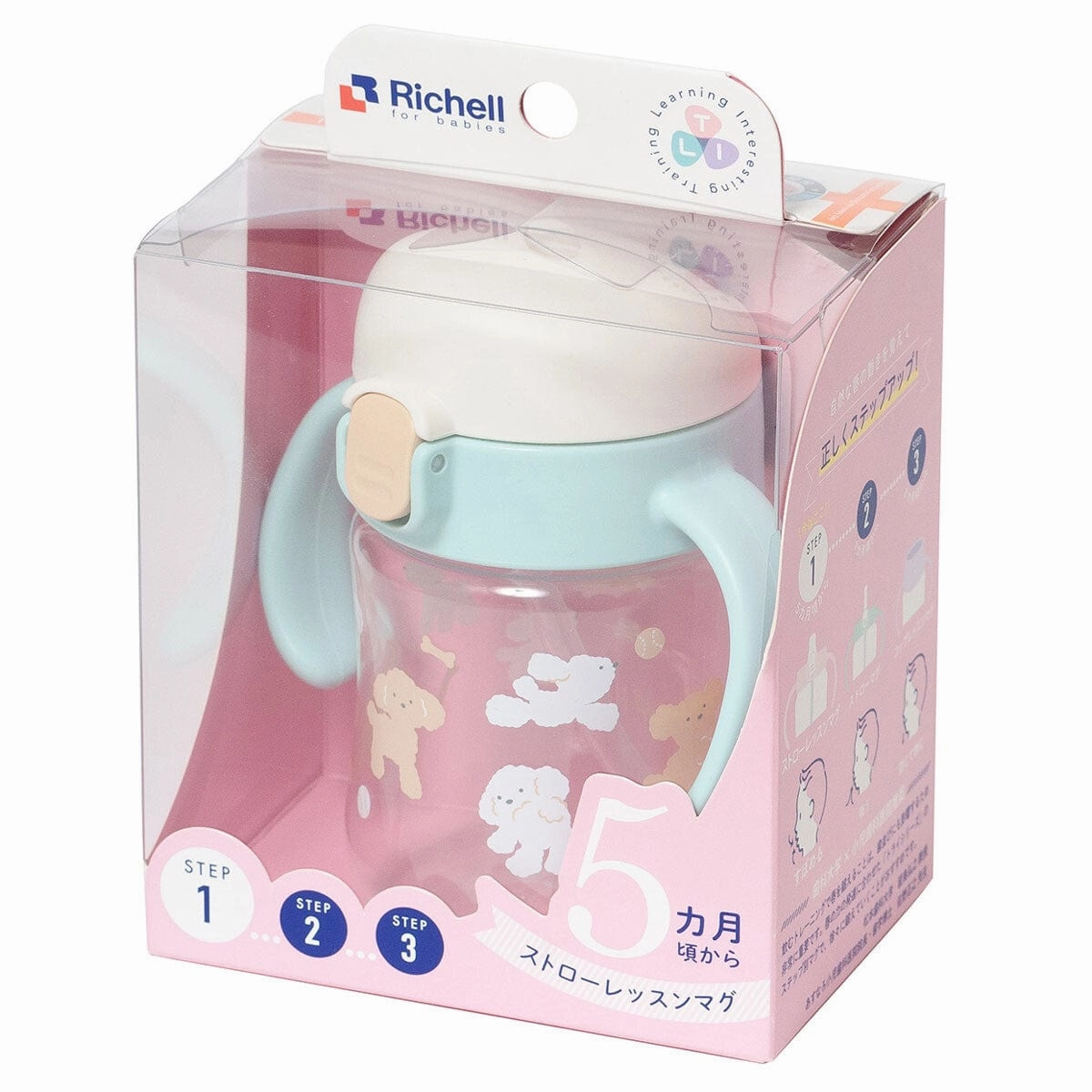 Richell - T.L.I Baby Stage 1 Try Sippy Spout Clear Training Water Bottle Mug