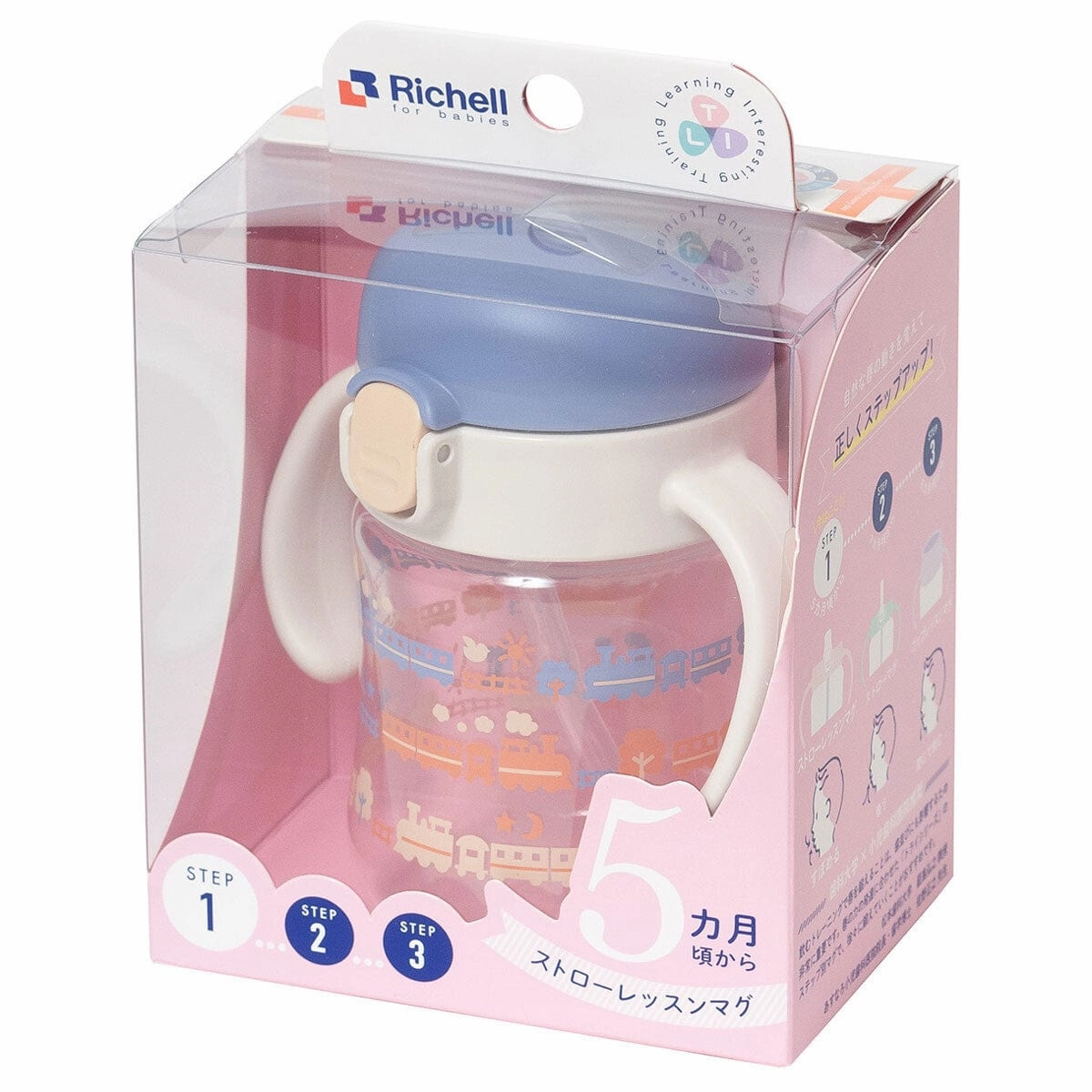 Richell - T.L.I Baby Stage 1 Try Sippy Spout Clear Training Water Bottle Mug