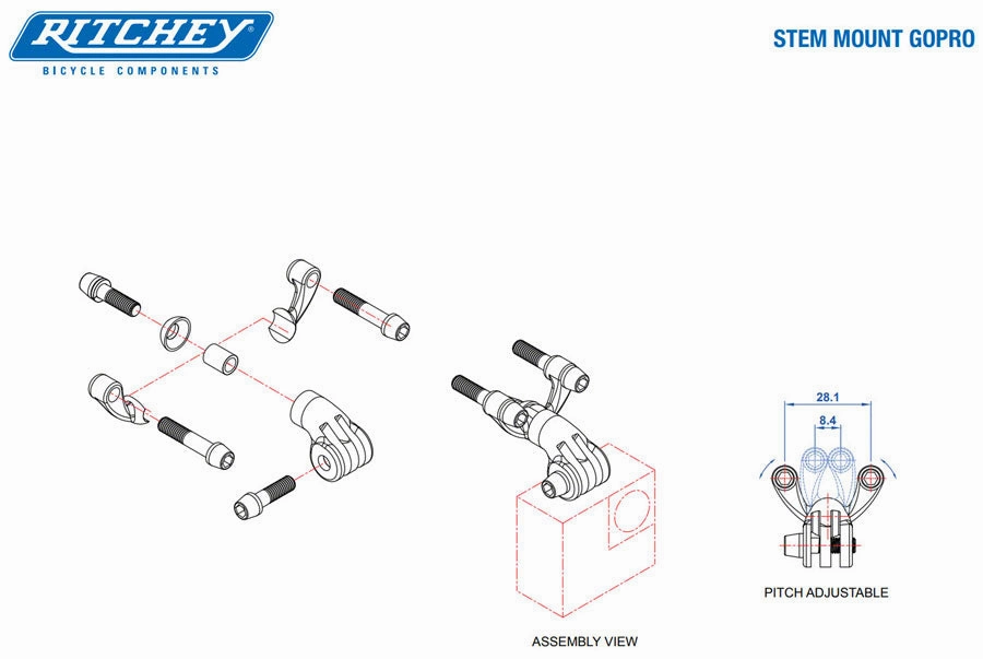 Ritchey Universal Stem Face Plate Accessory Mount: GoPro, Black