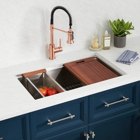Signature Hardware SH229041SS Melbrook 31" Undermount Single Basin Stainless Steel Workstation Kitchen Sink with Accessories