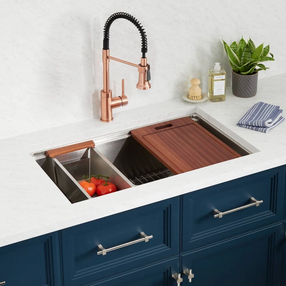Signature Hardware SH229041SS Melbrook 31" Undermount Single Basin Stainless Steel Workstation Kitchen Sink with Accessories