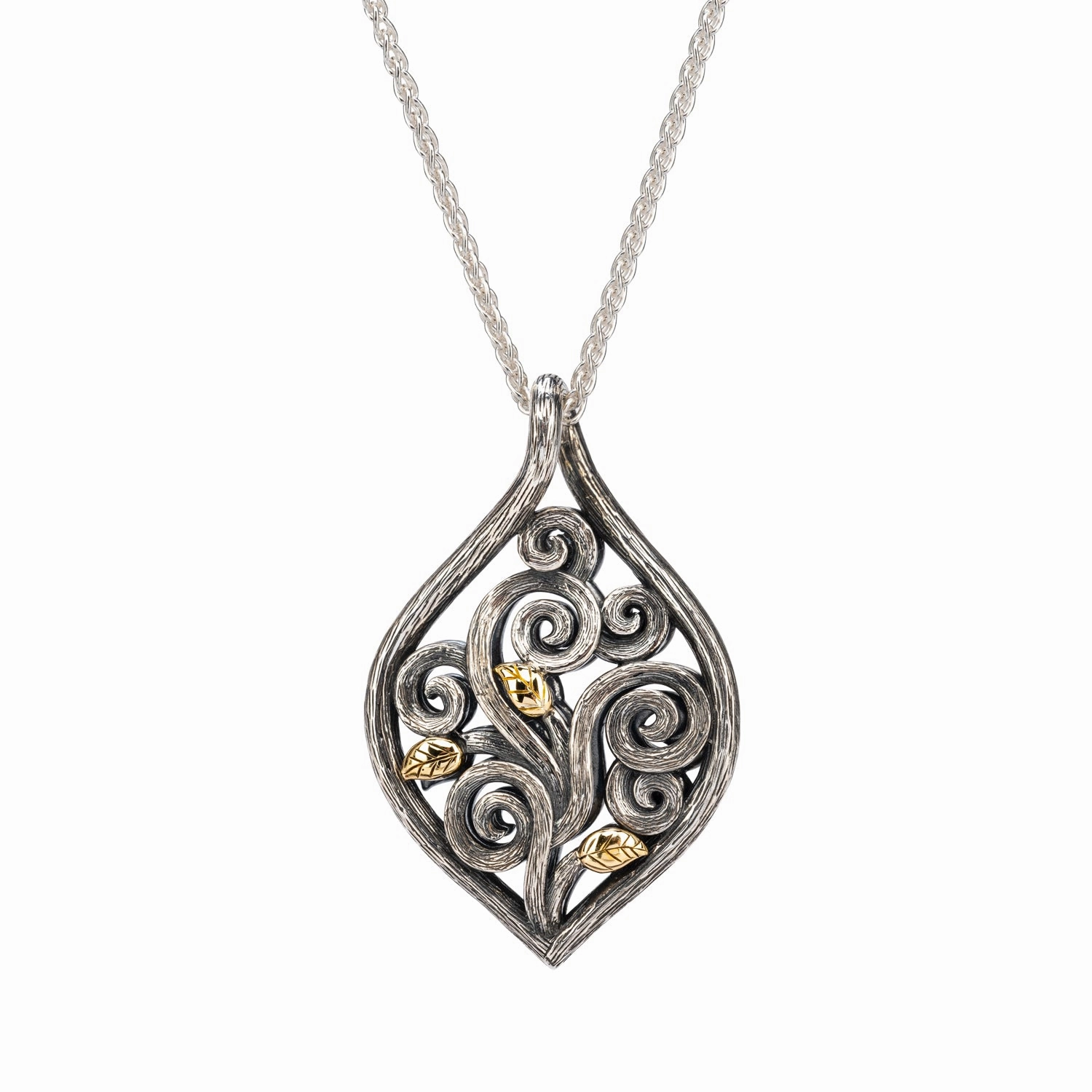 Silver and 10k Gold Tree of Life Reversible Pendant