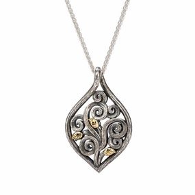 Silver and 10k Gold Tree of Life Reversible Pendant