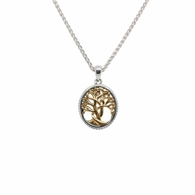 Silver and 10k Yellow or Rose Gold Tree of Life Pendant  Petite