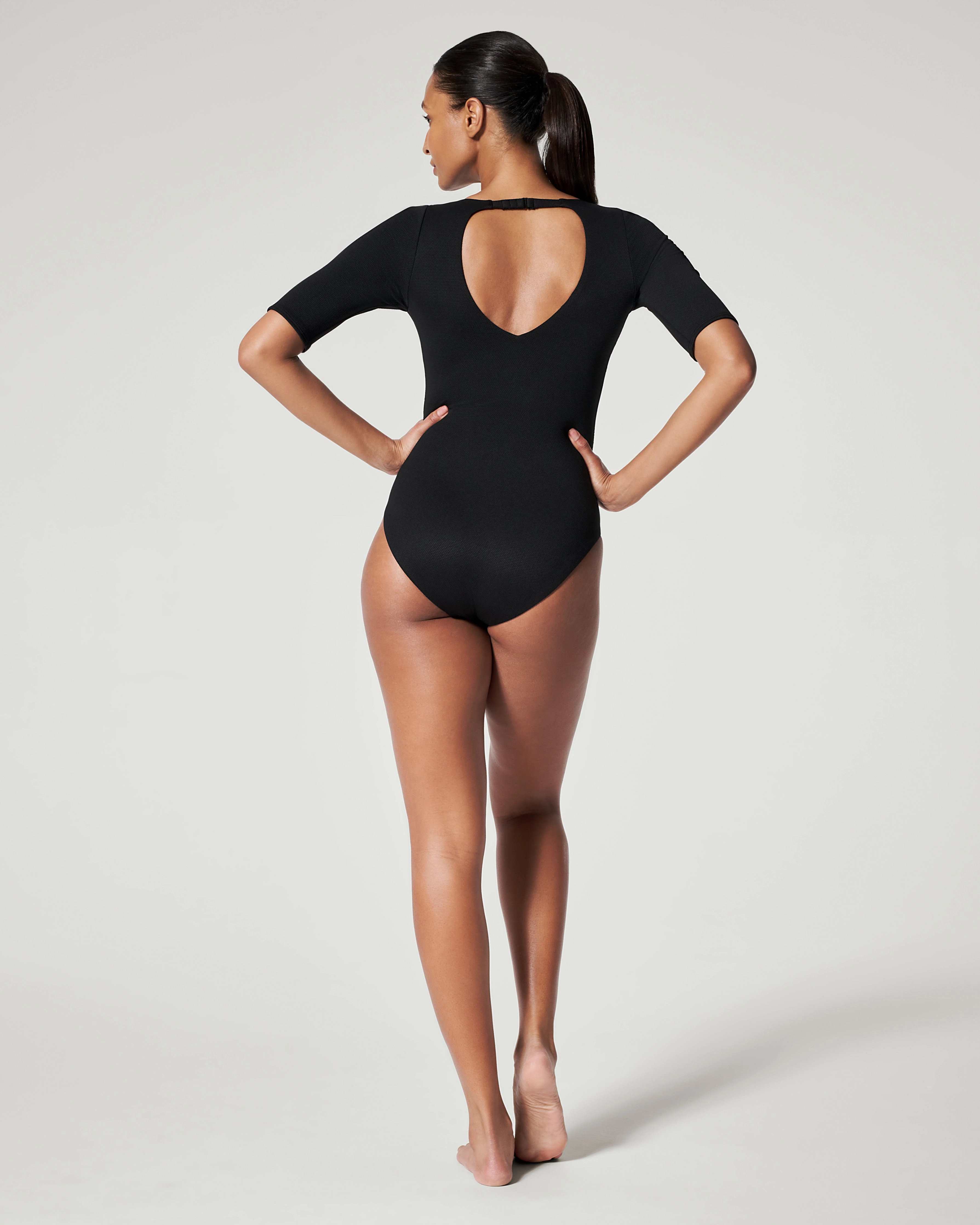 SPANXshape™ Swim Pique Short Sleeve One-Piece
