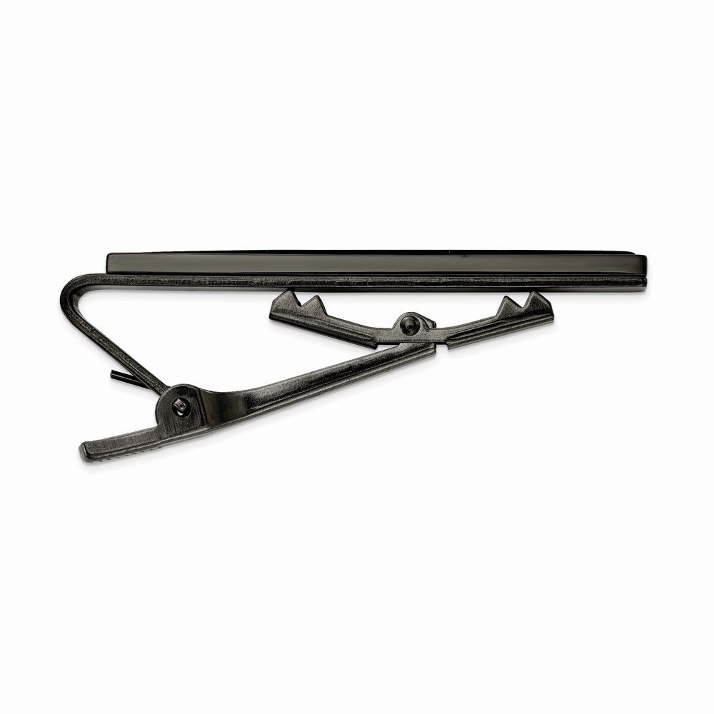 Stainless Steel Polished Gun Metal IP-plated w/Carbon Fiber Inlay Tie Bar