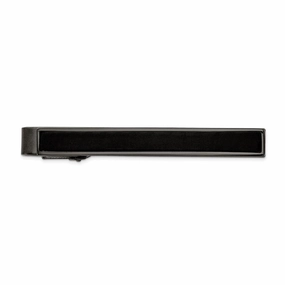 Stainless Steel Polished Gun Metal IP-plated w/Carbon Fiber Inlay Tie Bar