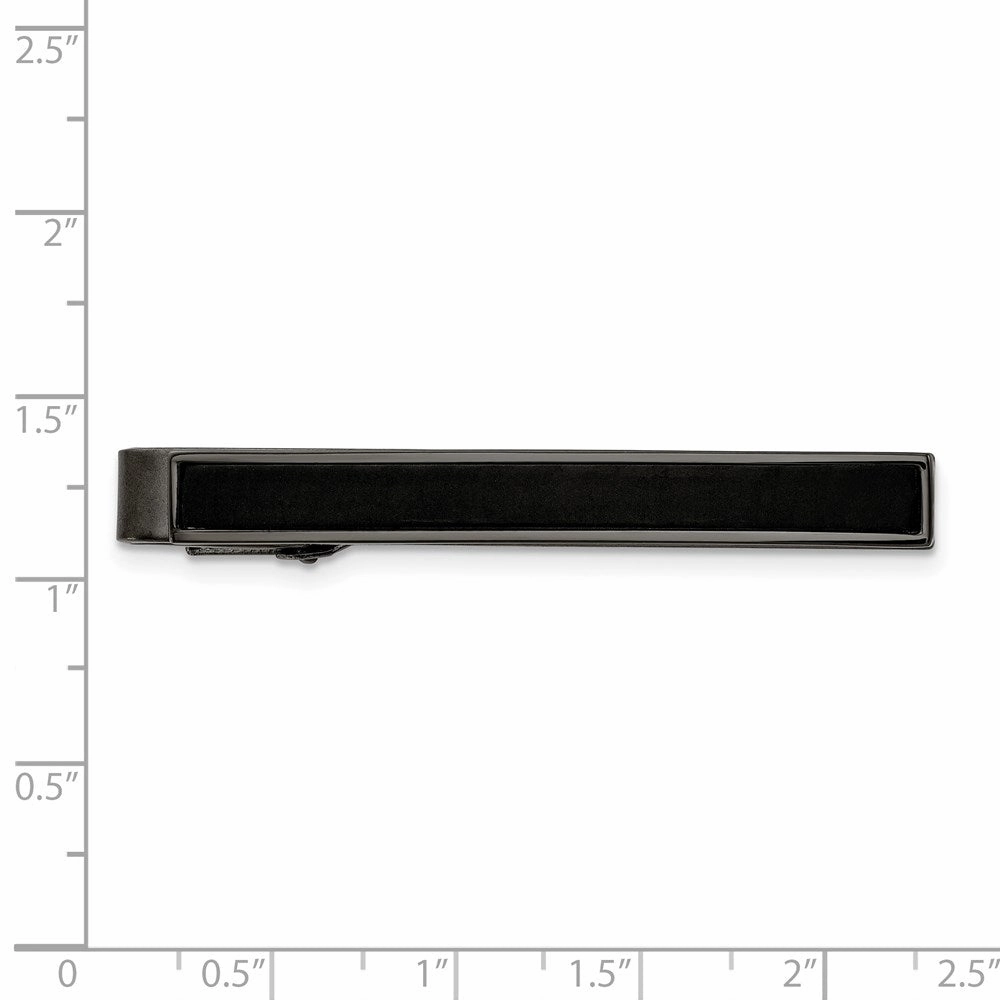 Stainless Steel Polished Gun Metal IP-plated w/Carbon Fiber Inlay Tie Bar