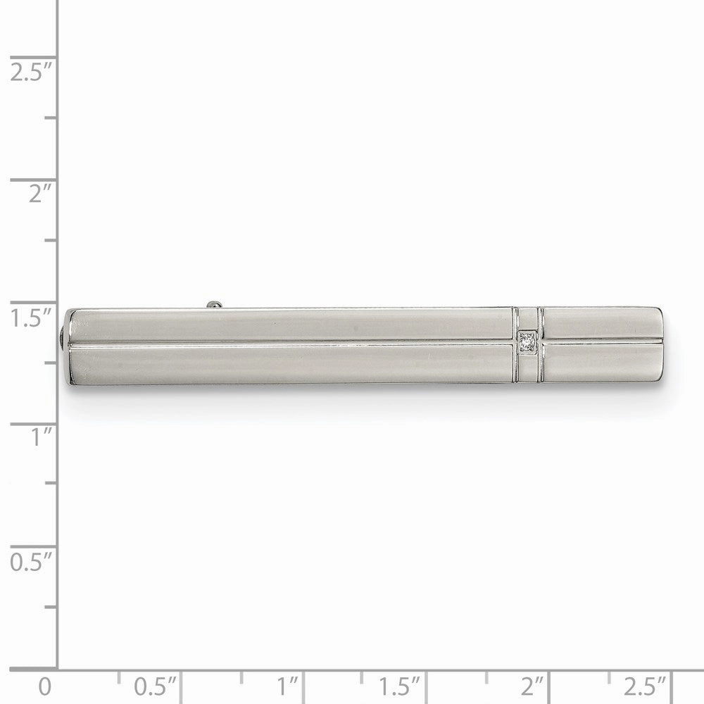 Stainless Steel Polished with CZ Tie Bar
