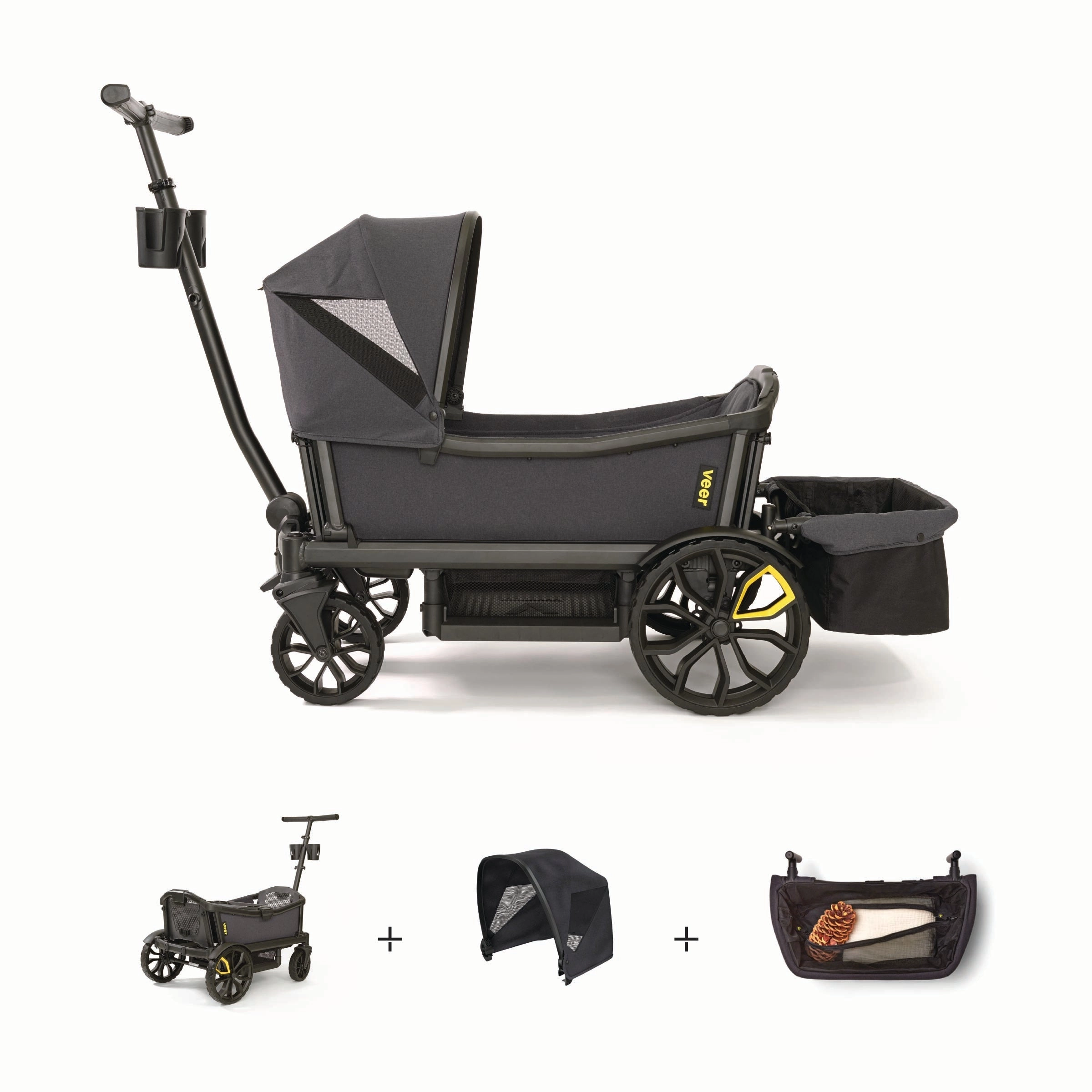 Veer Cruiser Essentials Bundle - Cruiser / Foldable Storage Basket / Retractable Canopy