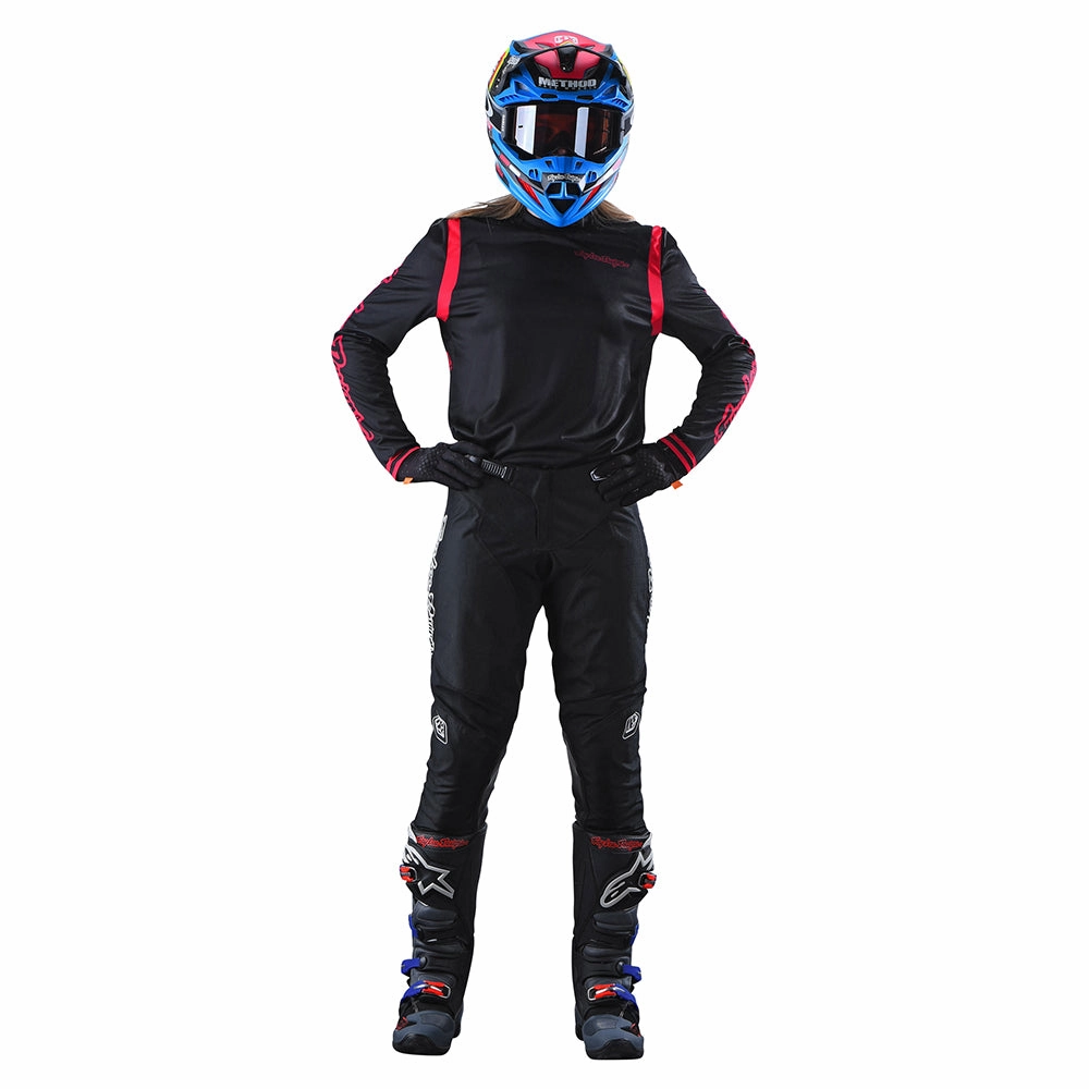 Womens GP Jersey Mono Black / Flo Red