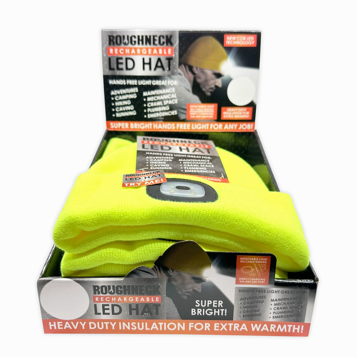 Yellow LED Light Hat 6 Pieces Per Retail Ready Display 25042